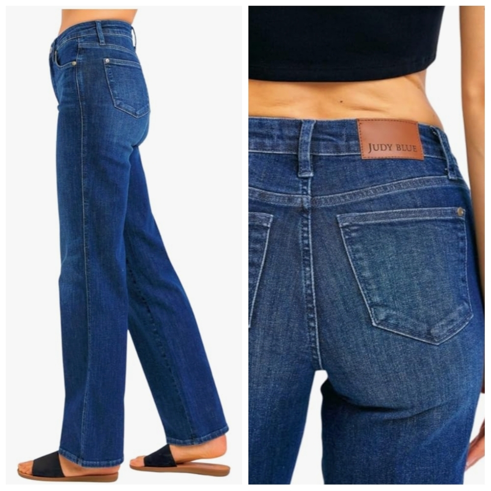 Judy Blue Mid Rise Tummy Control Straight Jeans Women's 15/32 Classic Effortless - Picture 2 of 13